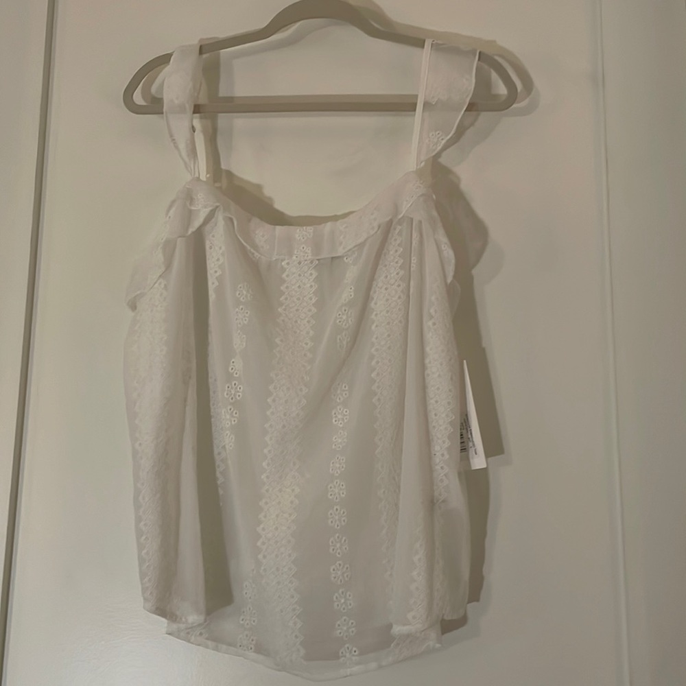 NWT Bishop + Young Moroccan Embroidered Flutter Tank Top in Large